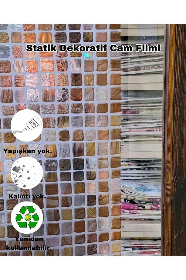 Cam Filmi Kaplama Statik Folyo  Buzlu Desenli Duşa Kabin Pencere Ofis Dekorasyon - 1