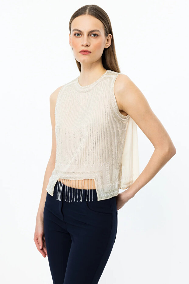 Boncuk İşlemeli Bluz - 3