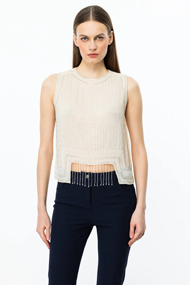 Boncuk İşlemeli Bluz - 2