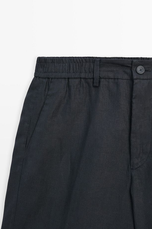 %100 Keten Yarı Jogger Bermuda Şort - 6