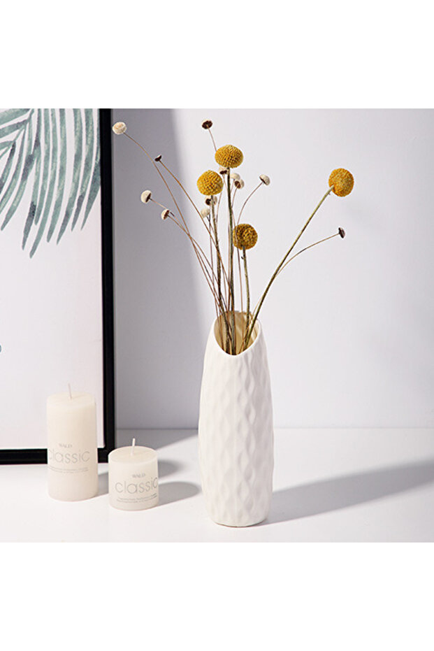 White-C 1pc Nordic Plastic Vase Simple Small Fresh Flower Pot Storage Bottle for Flowers Living Room