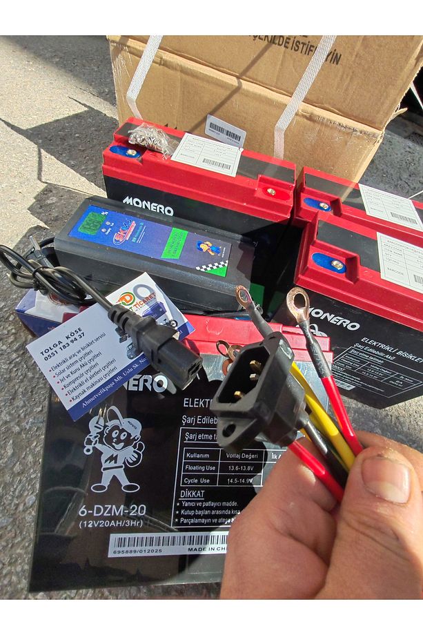 4 aklü elektirikli motor akü ve şarz seti kablolar dahil montaj destegi vardır 48 vlt 20 ah modelere - 6