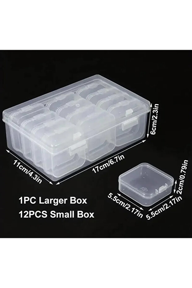12gird Transparent Plastic Box, Packaging Box, Female Jewelry Portable Handheld Diy Handmade Materia