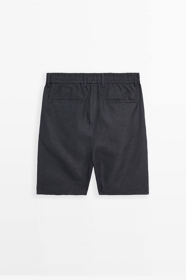%100 Keten Yarı Jogger Bermuda Şort - 7