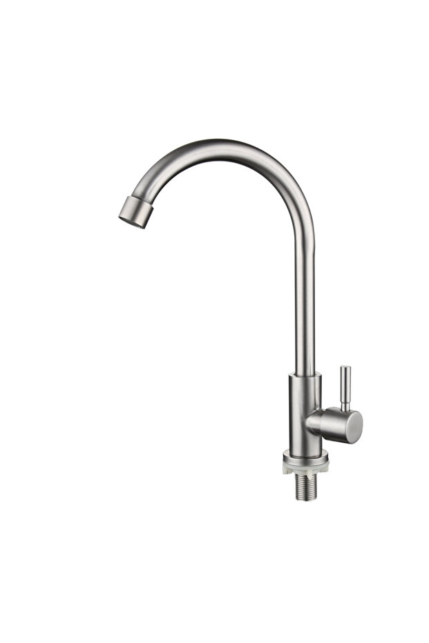 silver Single cold stainless steel kitchen faucet, sink, vegetable washbasin, rotating faucet