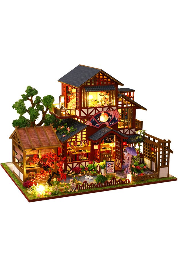 P015 DIY Big Doll House Wooden Miniature Furniture Dollhouse Handmade Case Model Assembly Toys for C