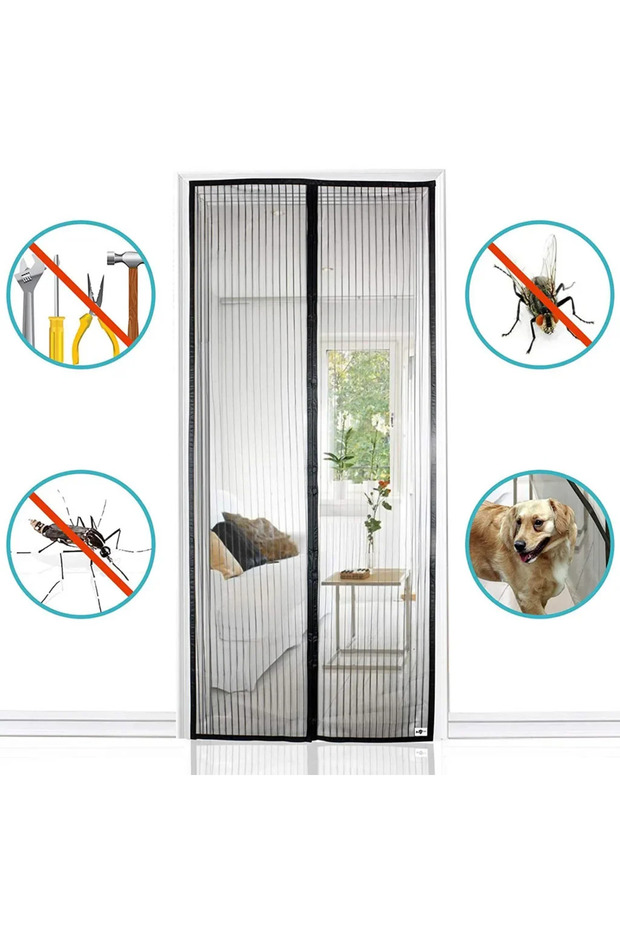 110x210cm black Magnetic Mosquito Net, Summer Insect Fly Control, Door Curtain Net, Living Room, Bed