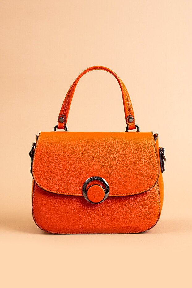 Handmade Italian Style 100% Real Genuine Leather Women's Soft Long Strap Clamshell Handbag - 20284