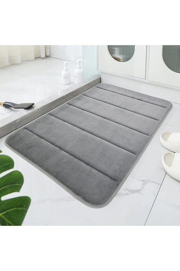 400MMx600MM Grey Bathroom Coral Velvet Anti-skid Mat,Quick Water Absorption,Dry Machine Washing,Toil