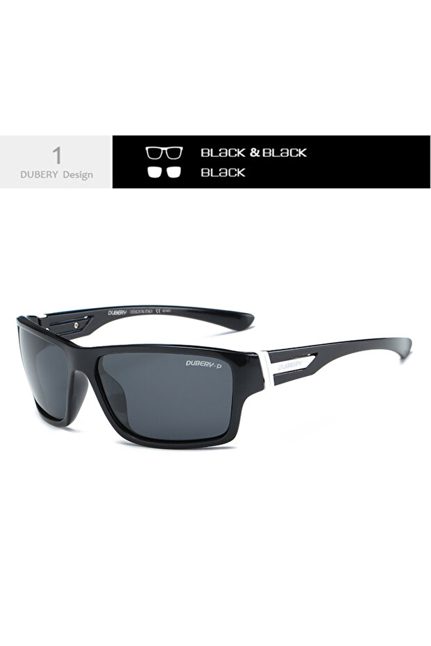 Black1 DUBERY Polarized UV400 Protection Sunglasses For Men And Women 6 Colors Model 2071