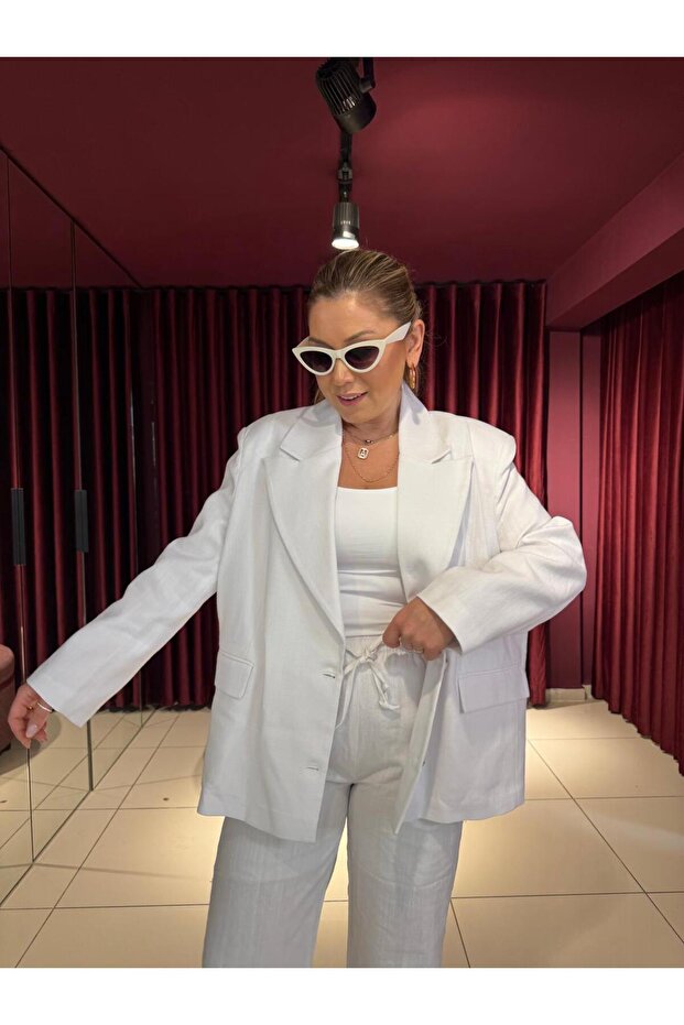 سترة كتان كبيرة الحجم - 2