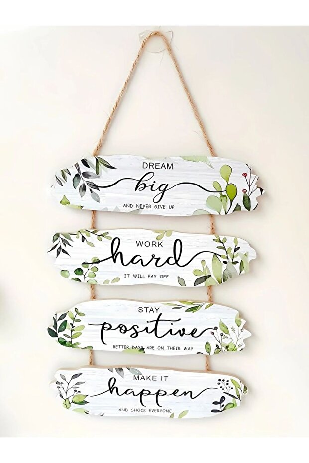 guaipai -4 1pc Rustic Wooden Inspirational Hanging Festive Decor For Home & Gift, 3D Wall Art With R