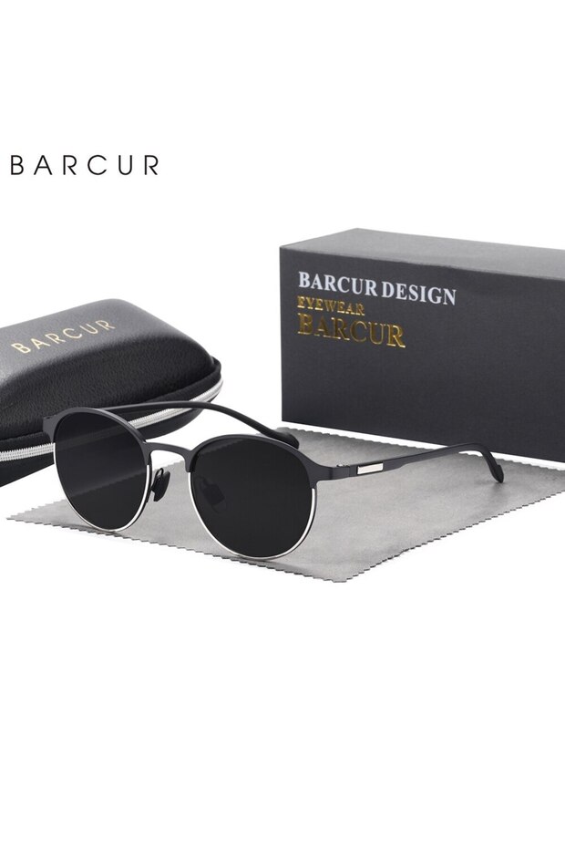 Silver Gray BARCUR TR90 Temples Sunglasses Women Polarized Fashion Sun Glasses Driving Round Ladies