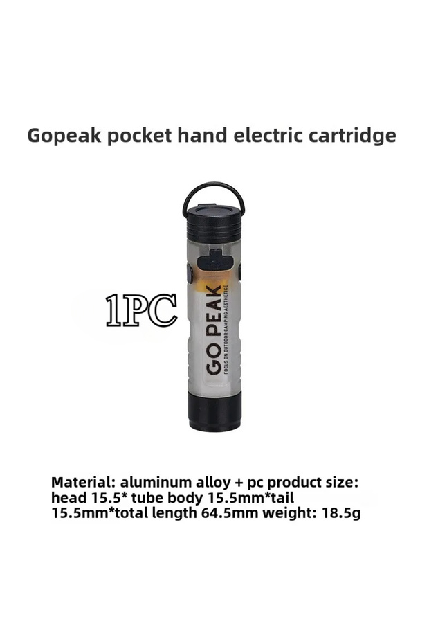قطعة واحدة من مصباح GOPEAK صغير أبيض للجيب مزود بمشبك مفاتيح خارجي وغطاء محيطي LED طويل الأمد مقاوم للكوارث