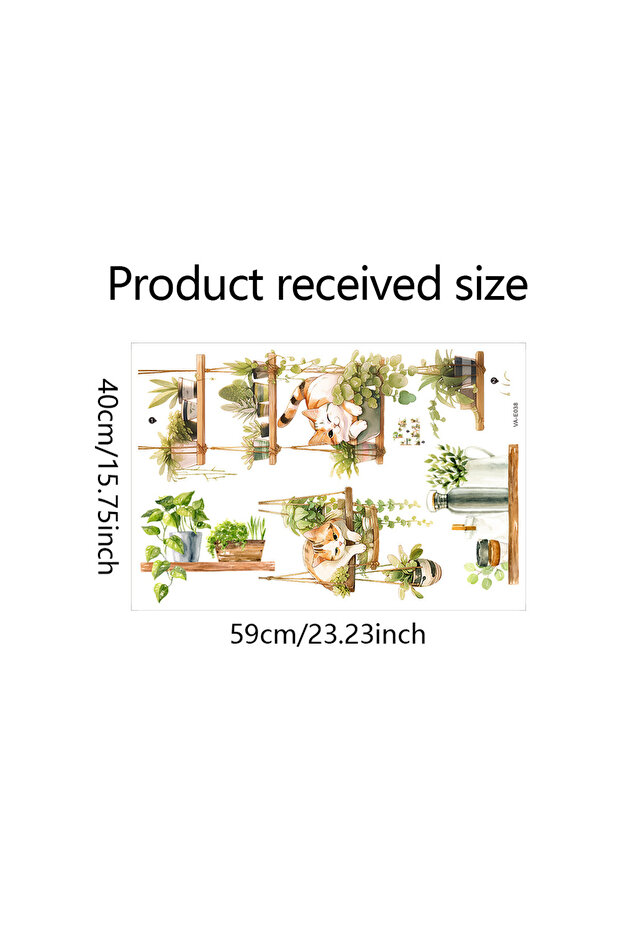 black 1pcs Painted Cat Green Plant Pot Home Background Wall Decoration Wall Stickers Self-Adhesive