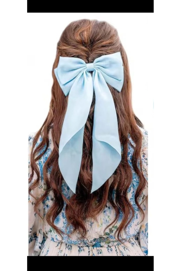 Bow Buckle with Scarf - Satin Bow Buckle - Blue Long Tail Bow Clip Buckle