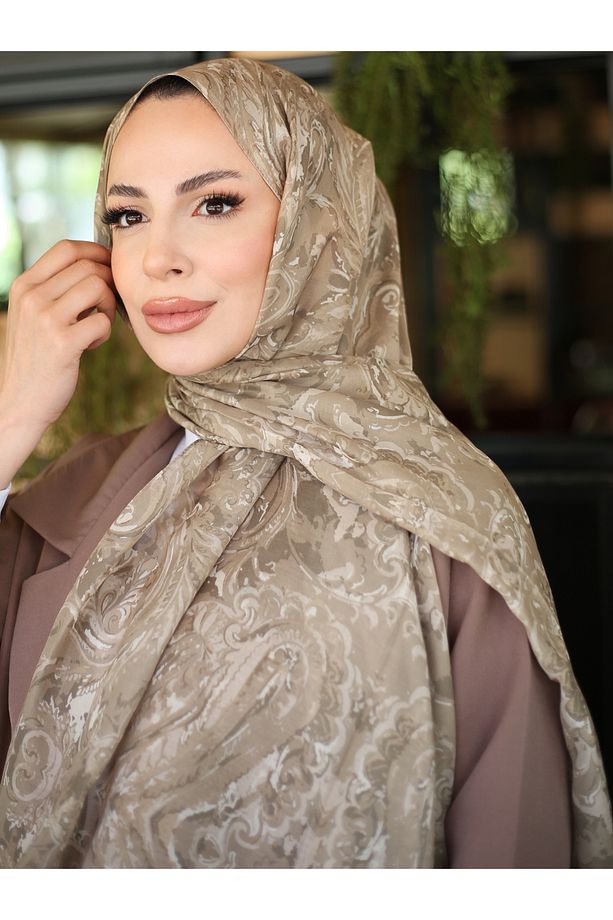 Flora Desen Hint Pamuk Şal - 1