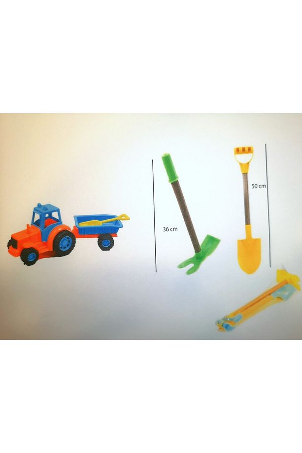 CAN OYUNCAK 3'LÜ SET KAZMA KÜREK VE RÖMORKLU KAMYON 3'LÜ SET YAZLIK OYUNCAK SET - 2