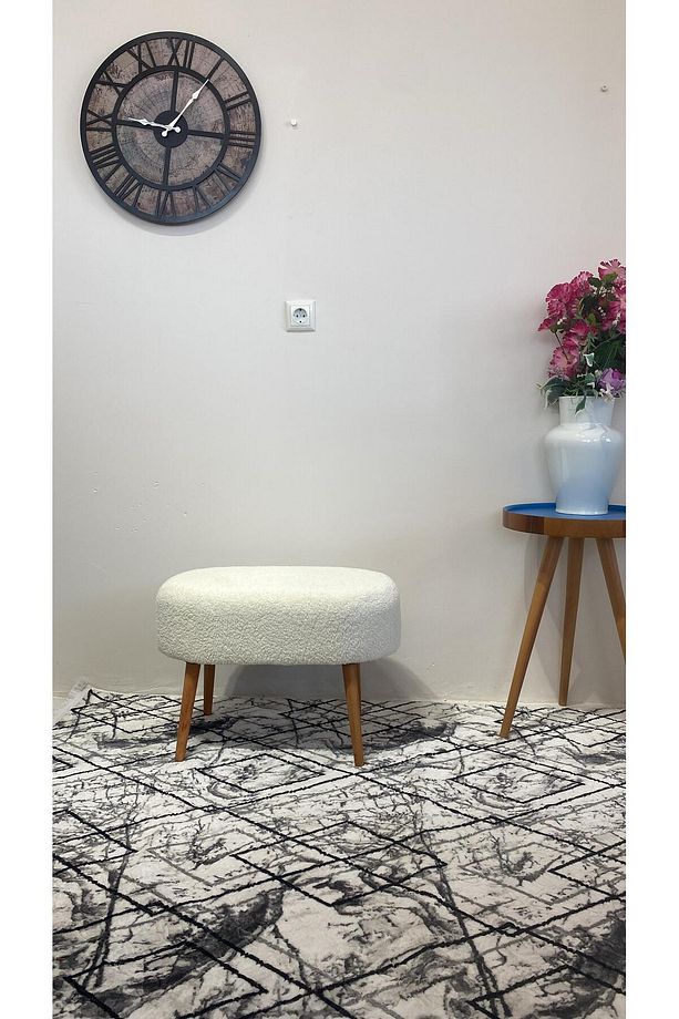 Oval Bench Puf Ahşap Ayaklı Geniş Oturum Alanlı - 3