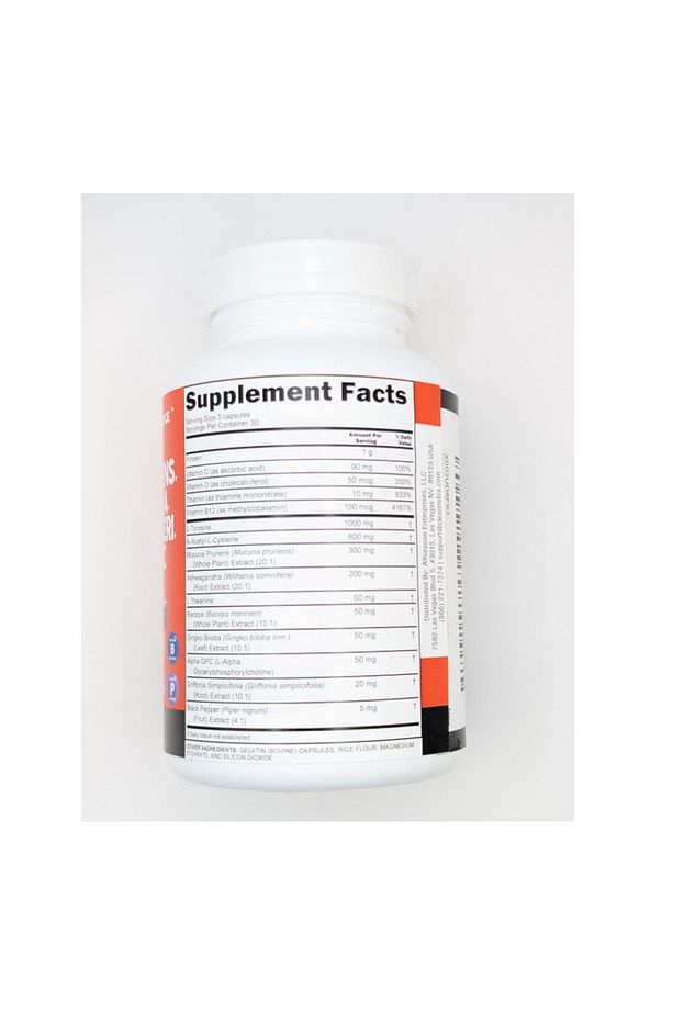 , L Tyrosine Mucuna Pruriens Bacopa Monnieri Focus 5-HTP Ginkgo Biloba Alpha GPC 90 capsules - 2
