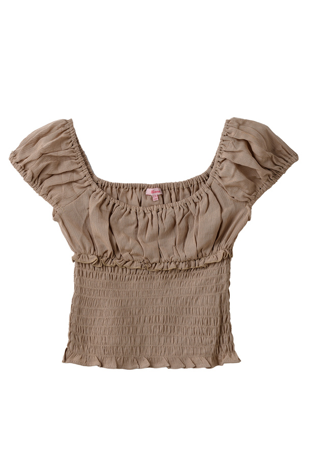 Girls Smocked Ruffle Short Sleeve Top