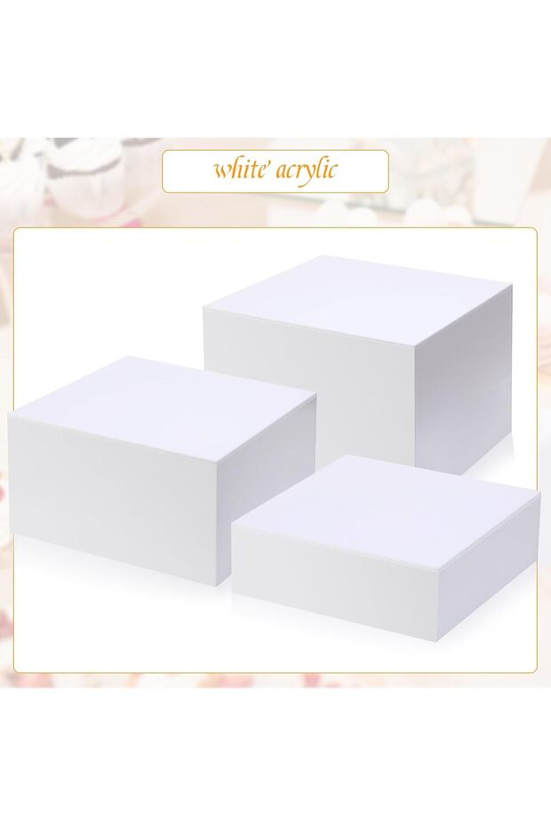 9 Pcs Acrylic Buffet Risers Display Box Cube Display Riser 5 Sided for Display with Hollow Bottoms - 4