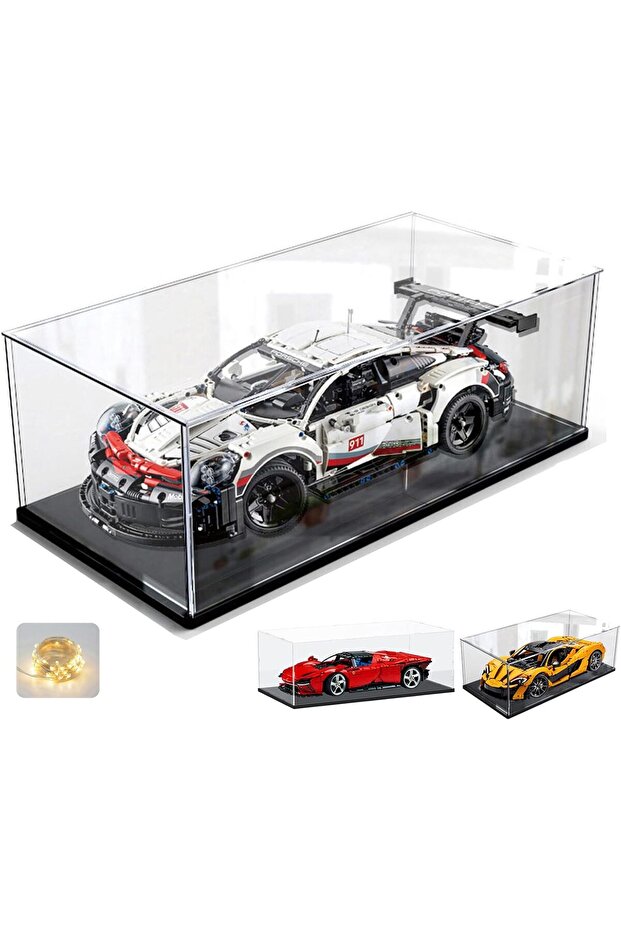 Thickened Clear Acrylic Display Case with PVC Base Black Inside 23.6X11.8X7.9inch