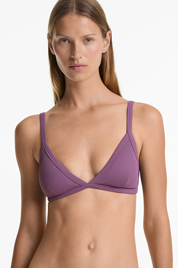 Rib üçgen bikini üstü - 1