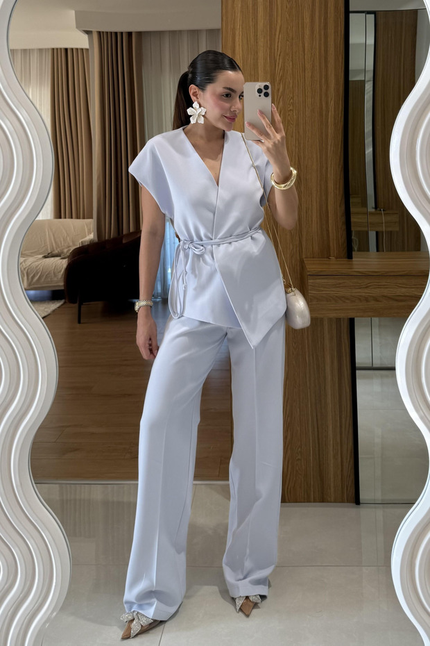 Bebe Mavisi Juana Yelek Pantolon Takım - 9567 - 1