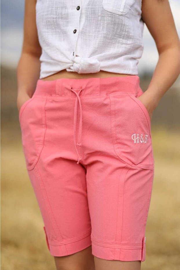 Women's Pink Embroidered Shorts