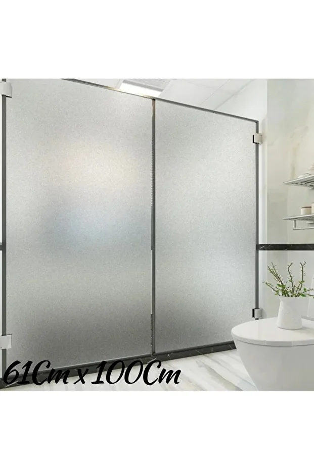 61 Cm x 1 Metre Gümüş Frosted Cam Kumlama, Ofis, Duşakabin ve Balkon Camı Buzlu Kaplama Folyosu - 1