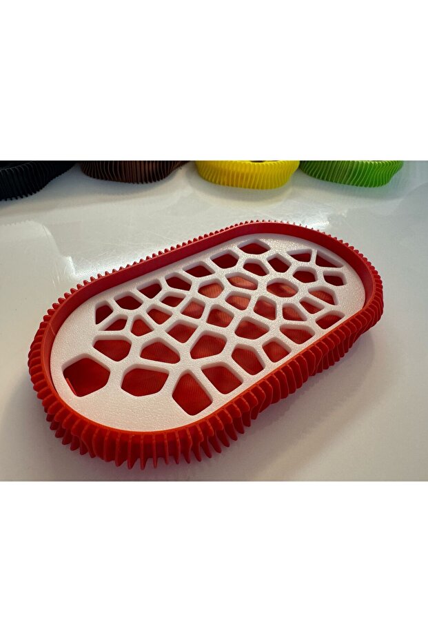 3D Soap Dish, Wave Model, Red / White - 3