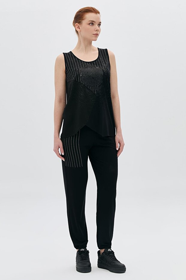 Payet Üzeri Baskılı Çizgili Atlet - 1