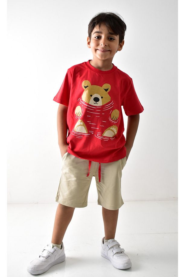 Erkek Çocuk Baskılı T-shirt Şort Takımı - 5