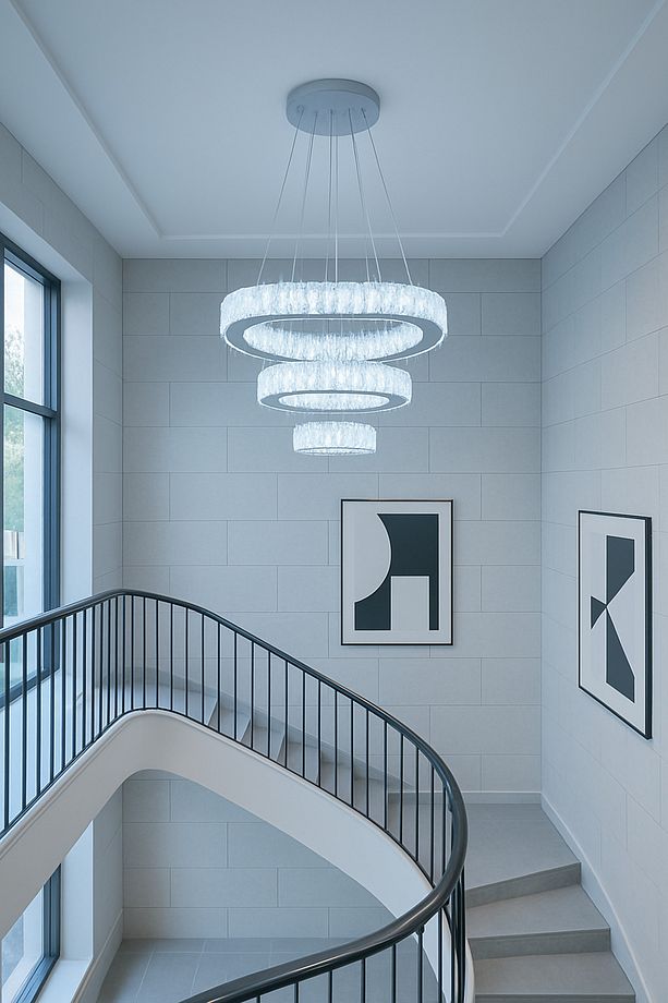 Kristal Modern LED Sarkıt Avize 3 Katlı Üç Renk Işık Ayarlı-Ayarlanabilir Yükseklik Lüks Salon Avize - 5