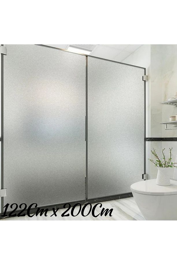 122 Cm x 2 Metre Gri,Gümüş Frosted Cam Kumlama, Ofis, Duşakabin ve Balkon Camı Buzlu Kaplama Folyosu - 1