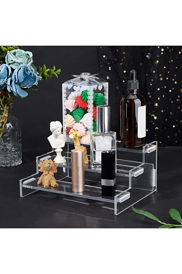 Acrylic Display Risers, Acrylic Display Riser Step Stand, 3 Tiers Clear Display Riser - 2
