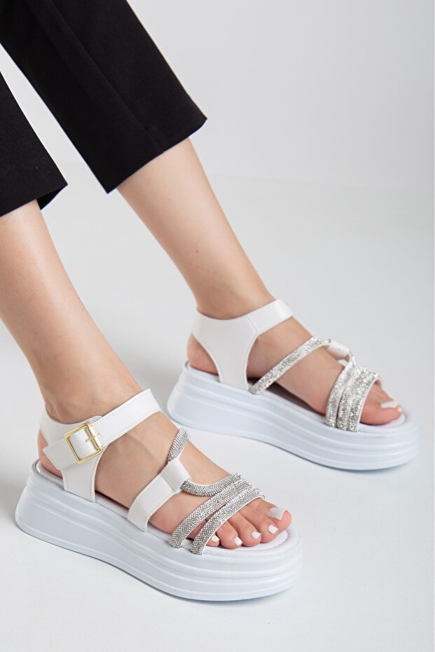 صندل بنعل عريض من حجر الراين - 7