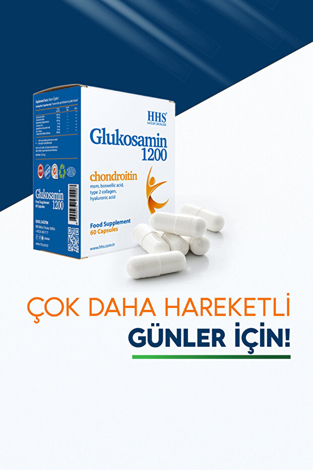 Glukozamin 1200 (Glukosamin) Kondroitin MSM - Diz Eklem Sıvı Desteği - Hyaluronik Asit 60 Kapsül - 4