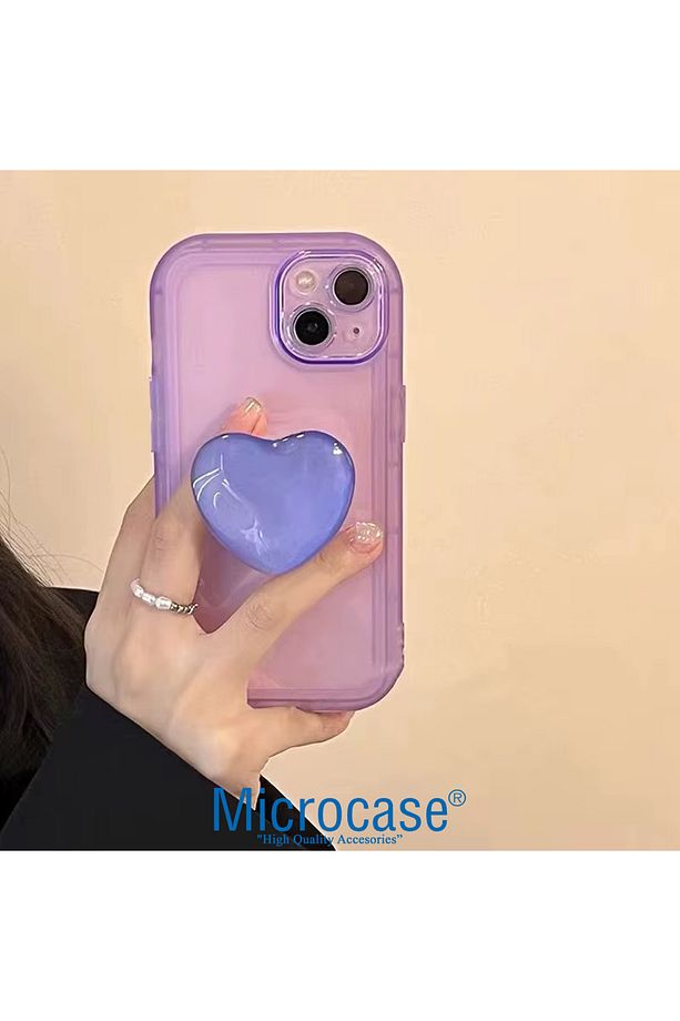 Kalp Tasarımlı 3M Yapıştırmalı El Parmak Tutucu Cep Telefonu Tutacağı Popsocket - AL5244 - 6
