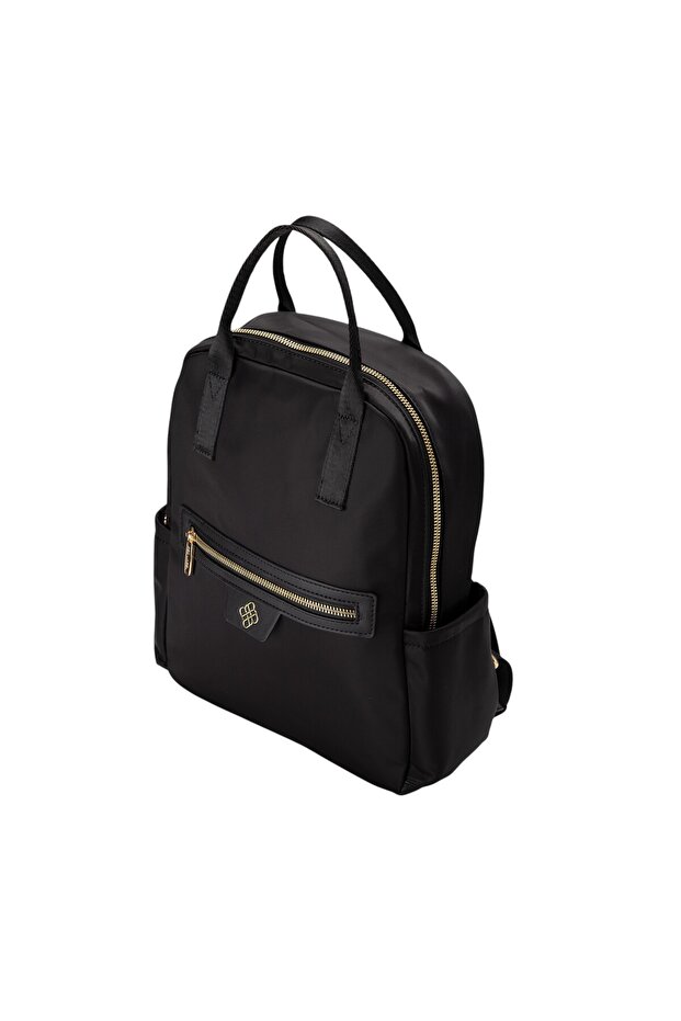 حقيبة ظهر مزينة بمقبض علوي باللون الأسود - 3