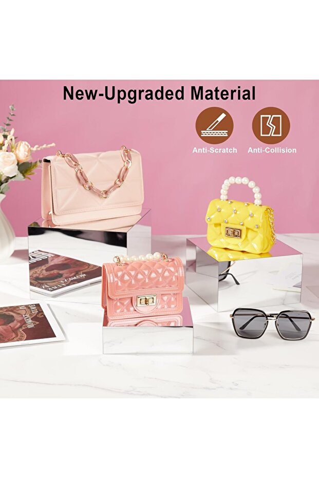 3 Pcs Acrylic Risers for Display, Acrylic Cube Box Nesting Display Risers - 5