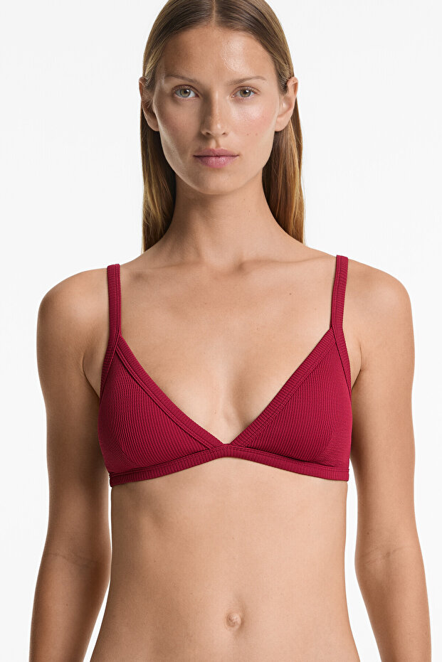 Rib üçgen bikini üstü - 1