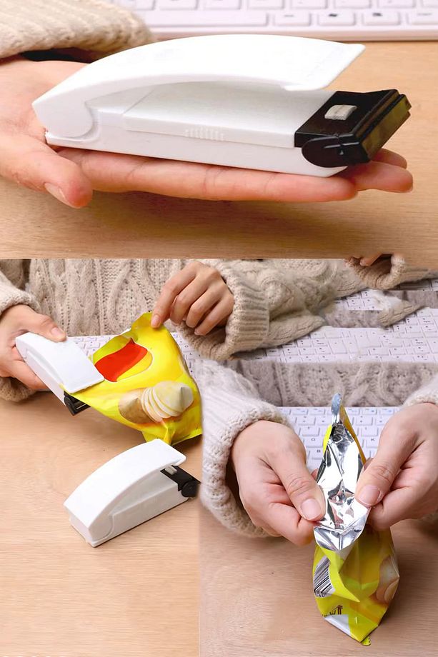 Pilli Çok amaçlı Isıtıcı Poşet Ağzı Kapatma Ambalaj Poşet Ağzı Kapatıcı Beyaz - 3