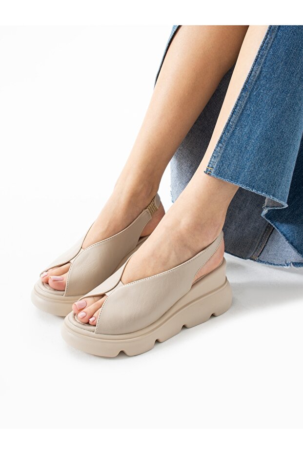 Monza Cream High Sole Women's Sandals