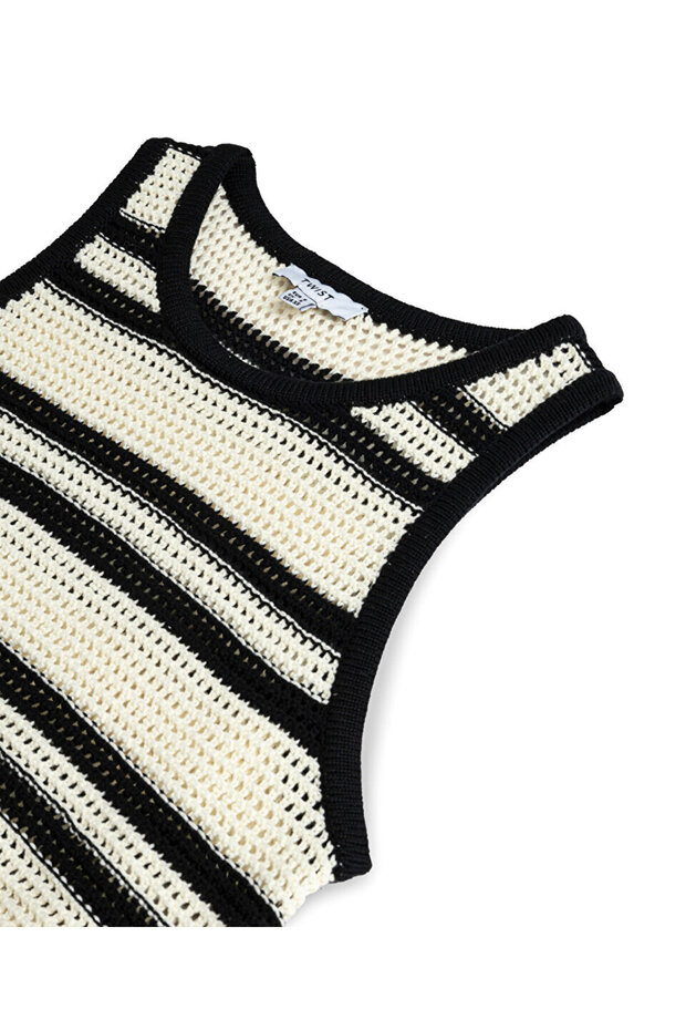 ÇİZGİLİ KROŞE TRİKO - 4