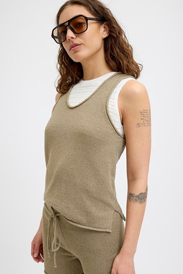 Kadin Kalin Askili Triko Bluz - Amara - 4