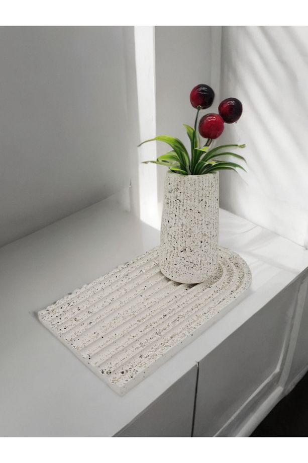 Dekoratif Granit Görünüm Mini Vazo Ve Tabak Biblo Dekor ( Salon, Lavabo Dekoratif Obje ) - 1
