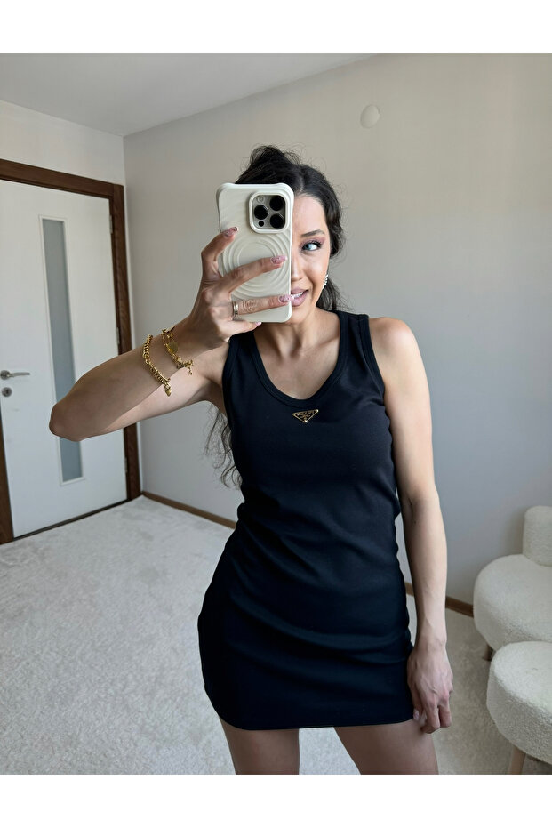 Prd فستان أسود أساسي - 4