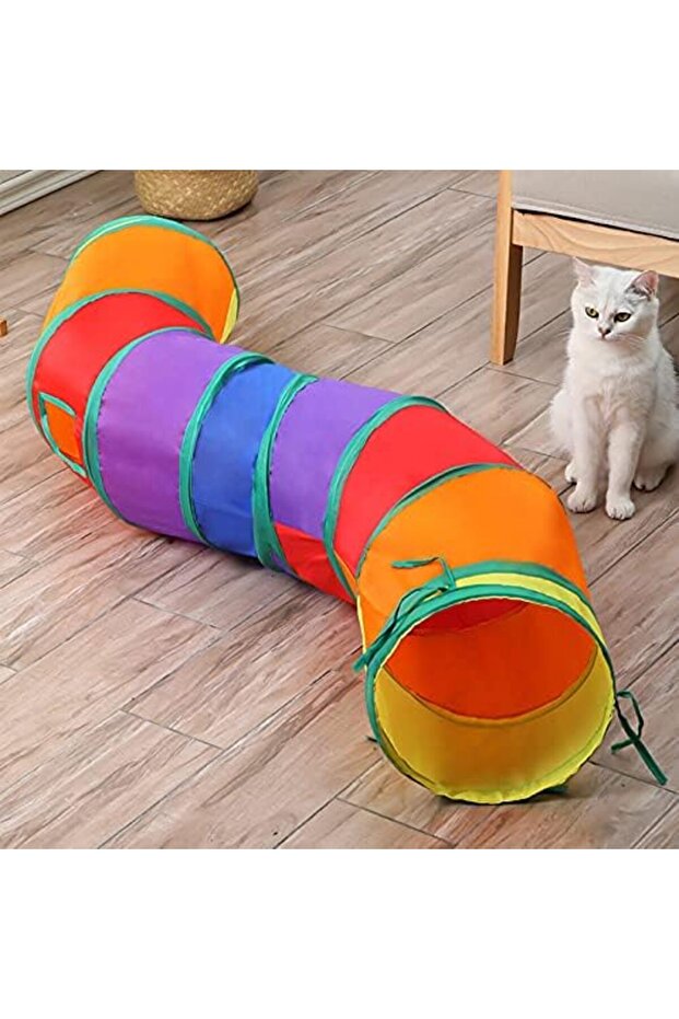 1 Piece Rainbow Pattern Long Cat Tunnel - Pet Play Tunnel